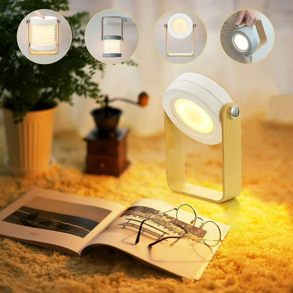 Lámpara LED Portátil Multifuncional – Recargable, Plegable y Eficiente