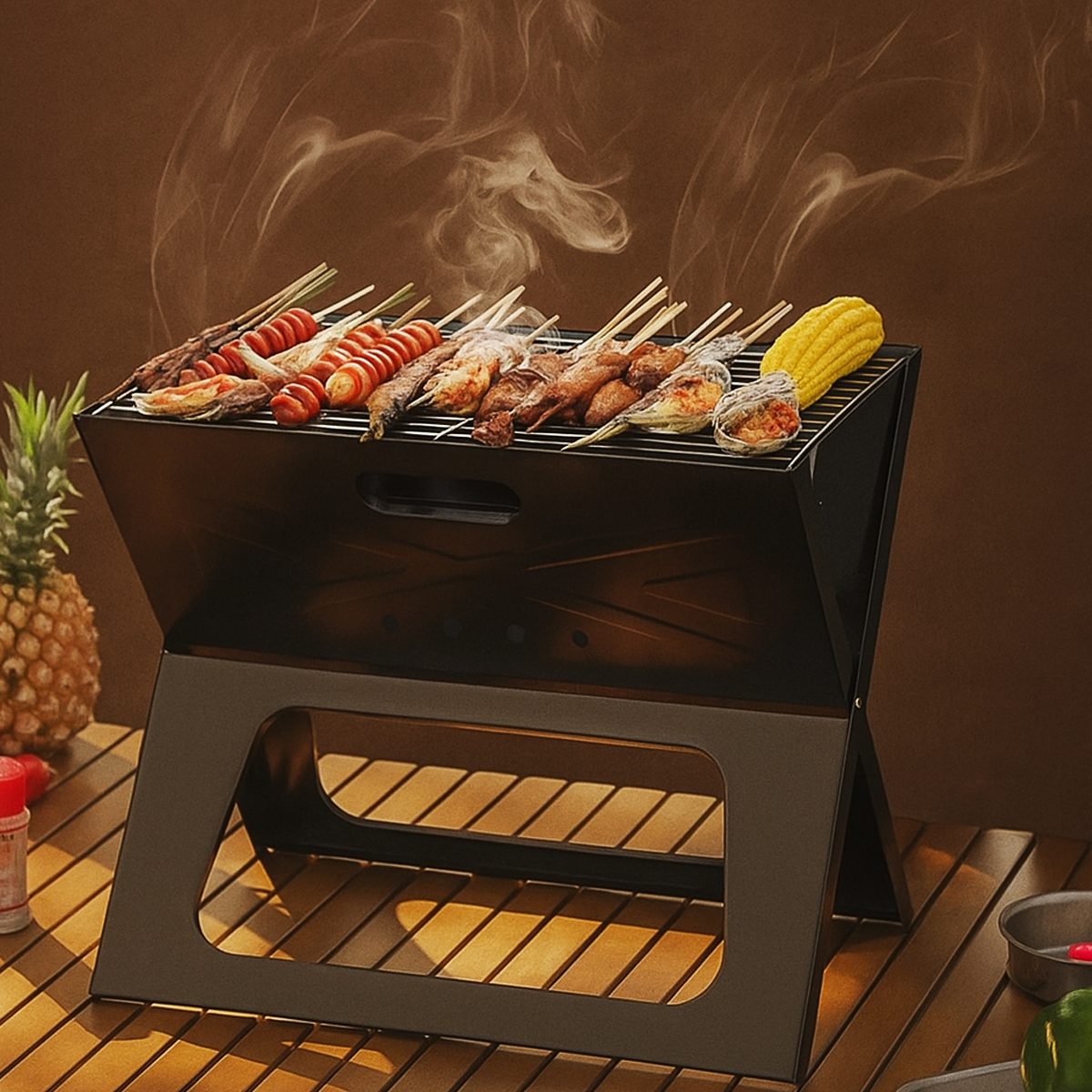 Parrilla Plegable de Acero Inoxidable para Asados al Aire Libre – Incluye Cuchillo de Obsequio