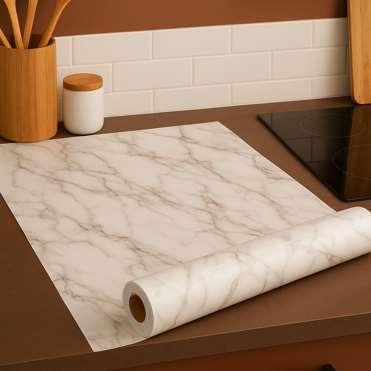 Papel Adhesivo Efecto Mármol Impermeable y Fácil de Aplicar para Paredes y Muebles