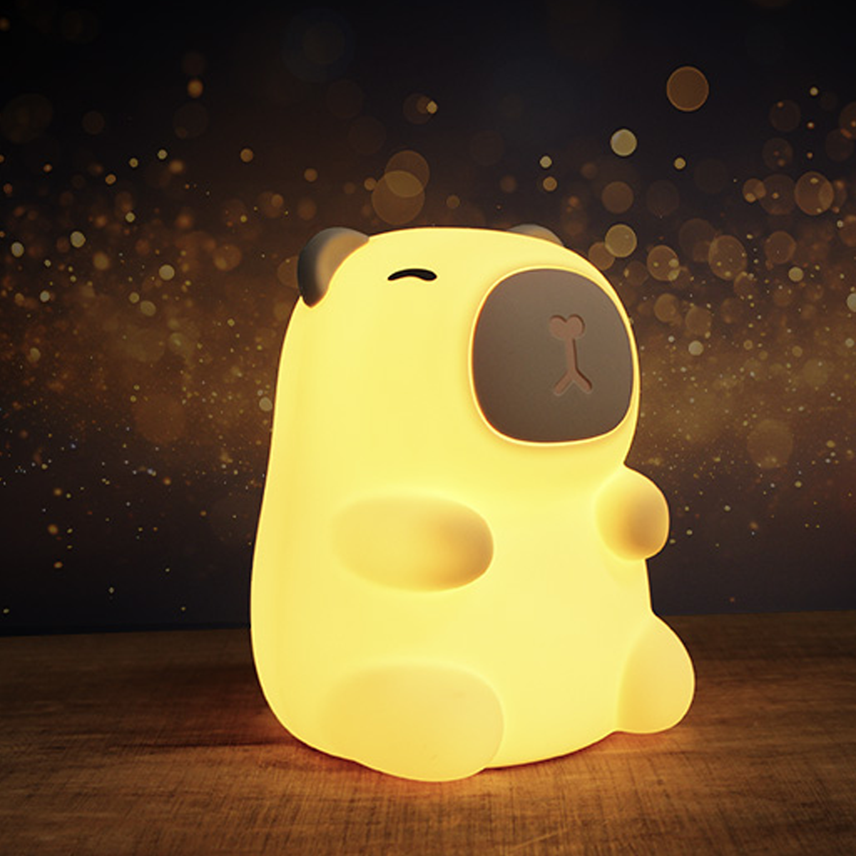 Luz LED Capibara Recargable – Lámpara de Silicona con 7 Colores y Toque Mágico