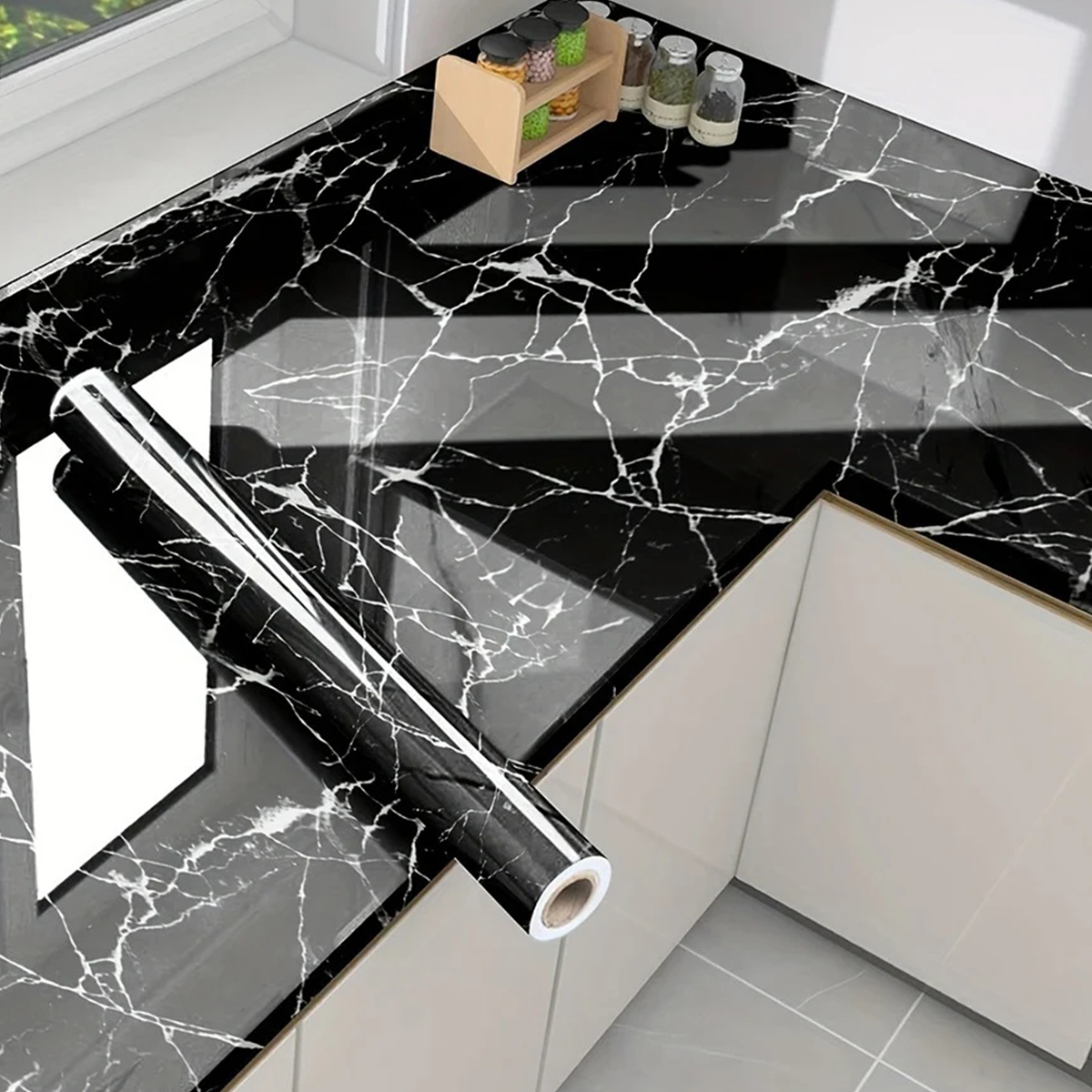 Papel Adhesivo Efecto Mármol Impermeable y Fácil de Aplicar para Paredes y Muebles