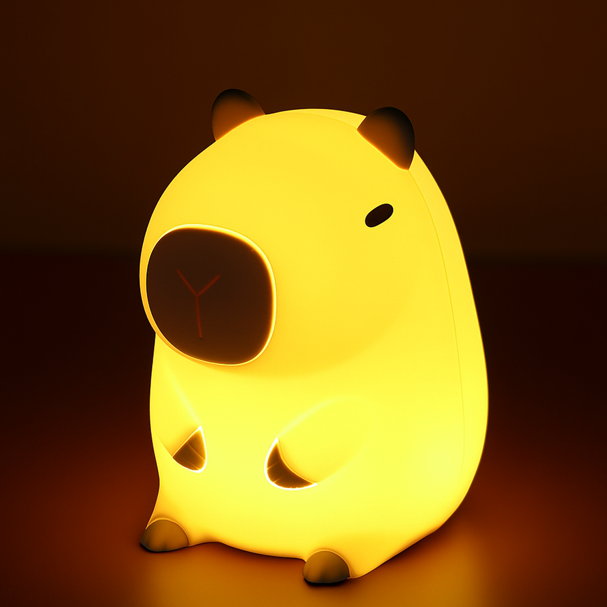 Luz LED Capibara Recargable – Lámpara de Silicona con 7 Colores y Toque Mágico