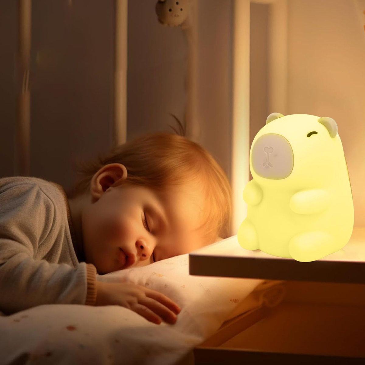 Luz LED Capibara Recargable – Lámpara de Silicona con 7 Colores y Toque Mágico