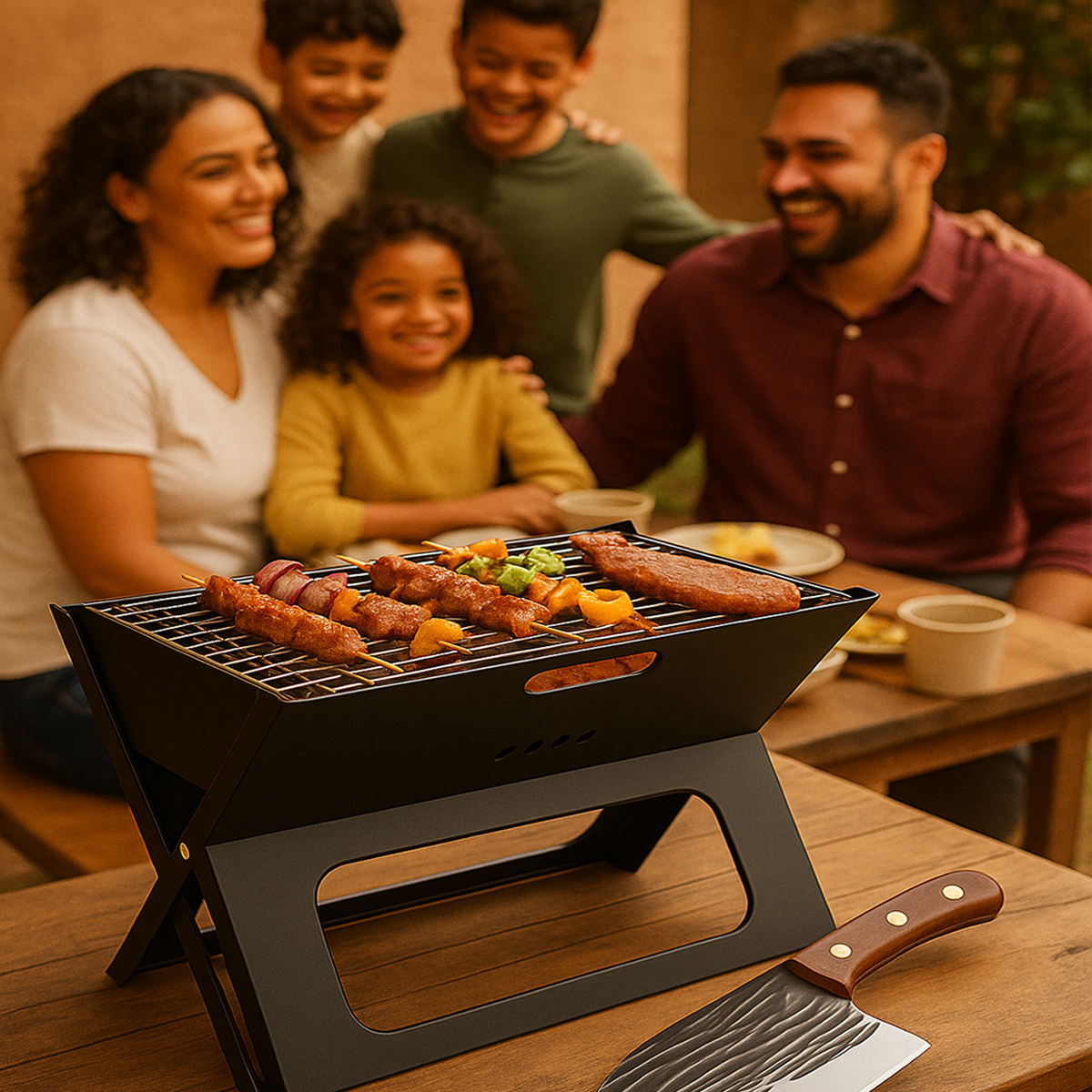 Parrilla Plegable de Acero Inoxidable para Asados al Aire Libre – Incluye Cuchillo de Obsequio