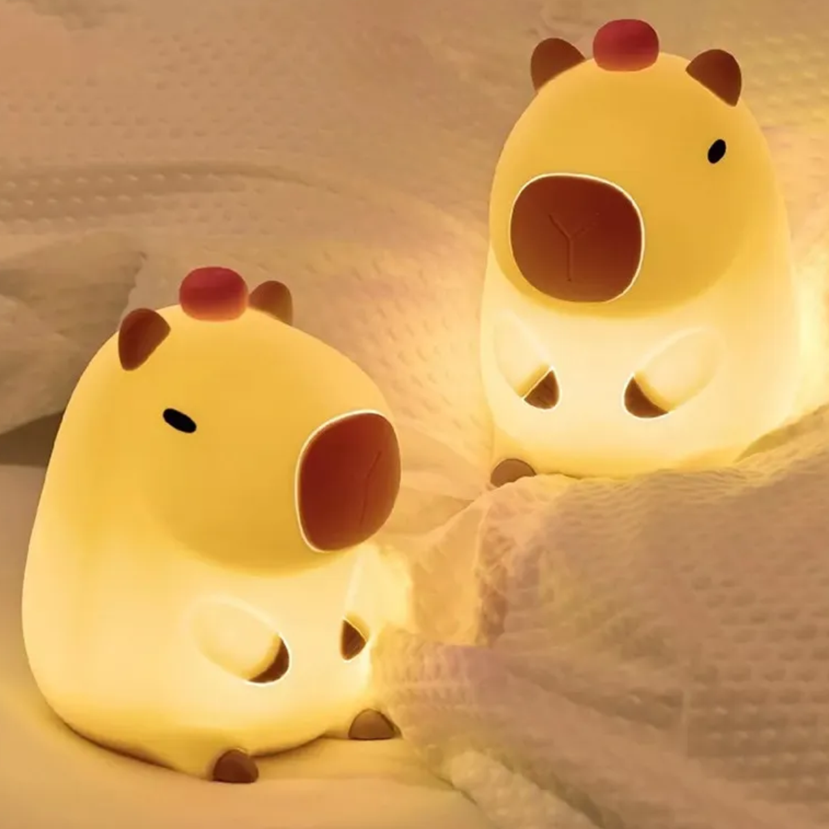 Luz LED Capibara Recargable – Lámpara de Silicona con 7 Colores y Toque Mágico